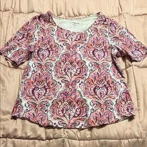 💋5/$25💋 Croft & Barrow Multicolor Paisley Short Sleeve Tee